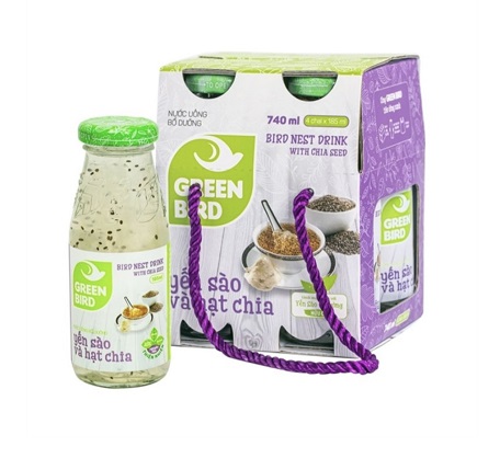 Green Bird – Hộp Quà Nước Yến Sào Chưng Hạt Chia – 4 hũ * 185 ml – Nutrinest