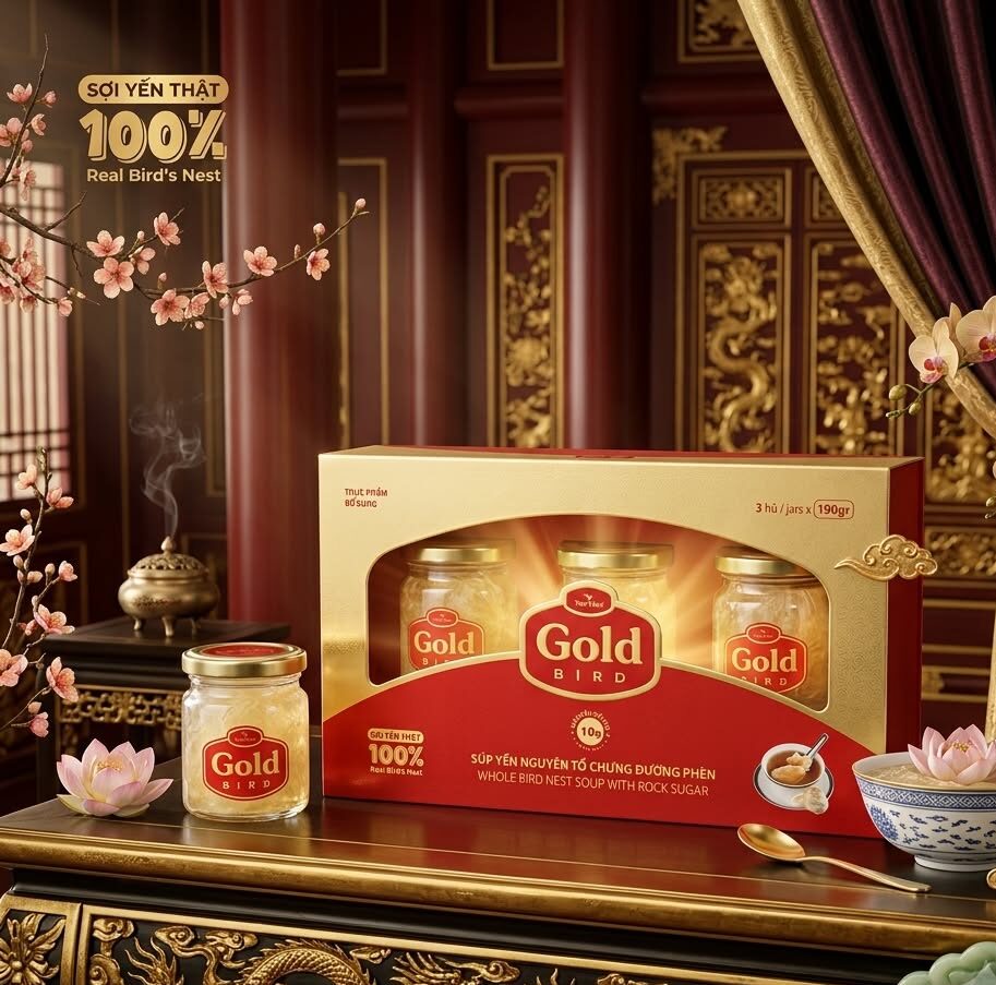 Hộp Quà 30 gram Yến Sào Nguyên Tổ Chưng Đường Phèn – Gold Bird – Yến Sào Plaza