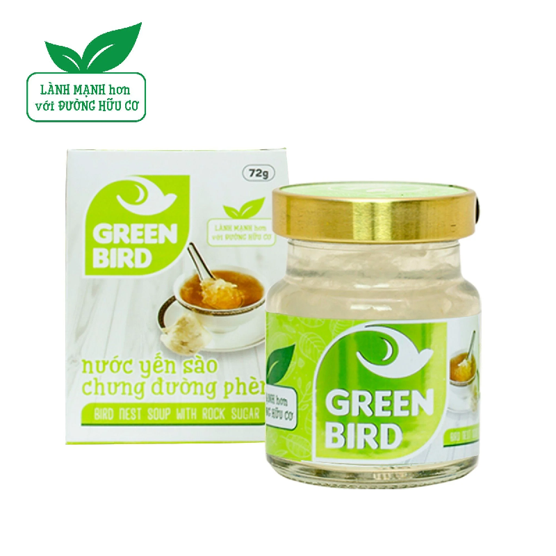 Green Bird – Nước Yến Sào Chưng Đường Phèn – Lọ Đơn 72 Gram – Nutrinest