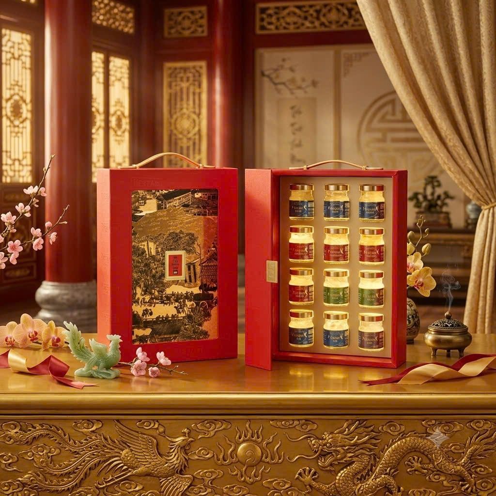 Hộp Quà Tặng Nước Yến Sào Thượng Hạng 12 hũ*72ml- 7gram Yến Tươi Chưng Sẵn