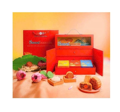 Bánh Trung thu Yến sào Sanest Khánh Hòa Hộp Qùa Tặng Thượng Hạng Hộp 6 Bánh 200g