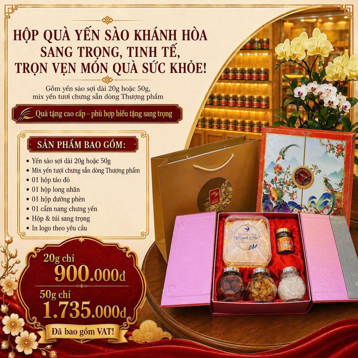 Hộp quà 20g Tổ Yến Sào Khánh Hòa mix với Yến tươi chưng sẵn - Ảnh 2